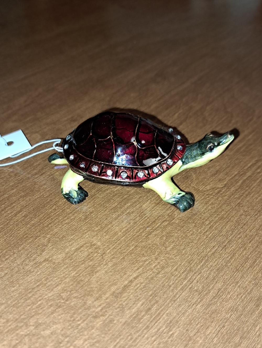 Hobby Lobby Enamel Turtle Trinket Box in Burgundy and Yellow